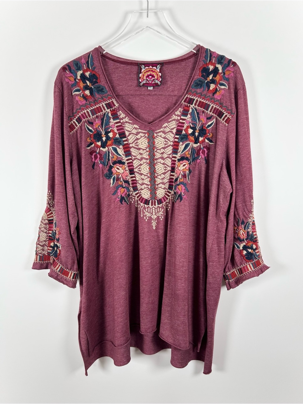 Johnny Was Claude Embroidered Top Women’s XXL Tunic 3/4 Sleeve Floral